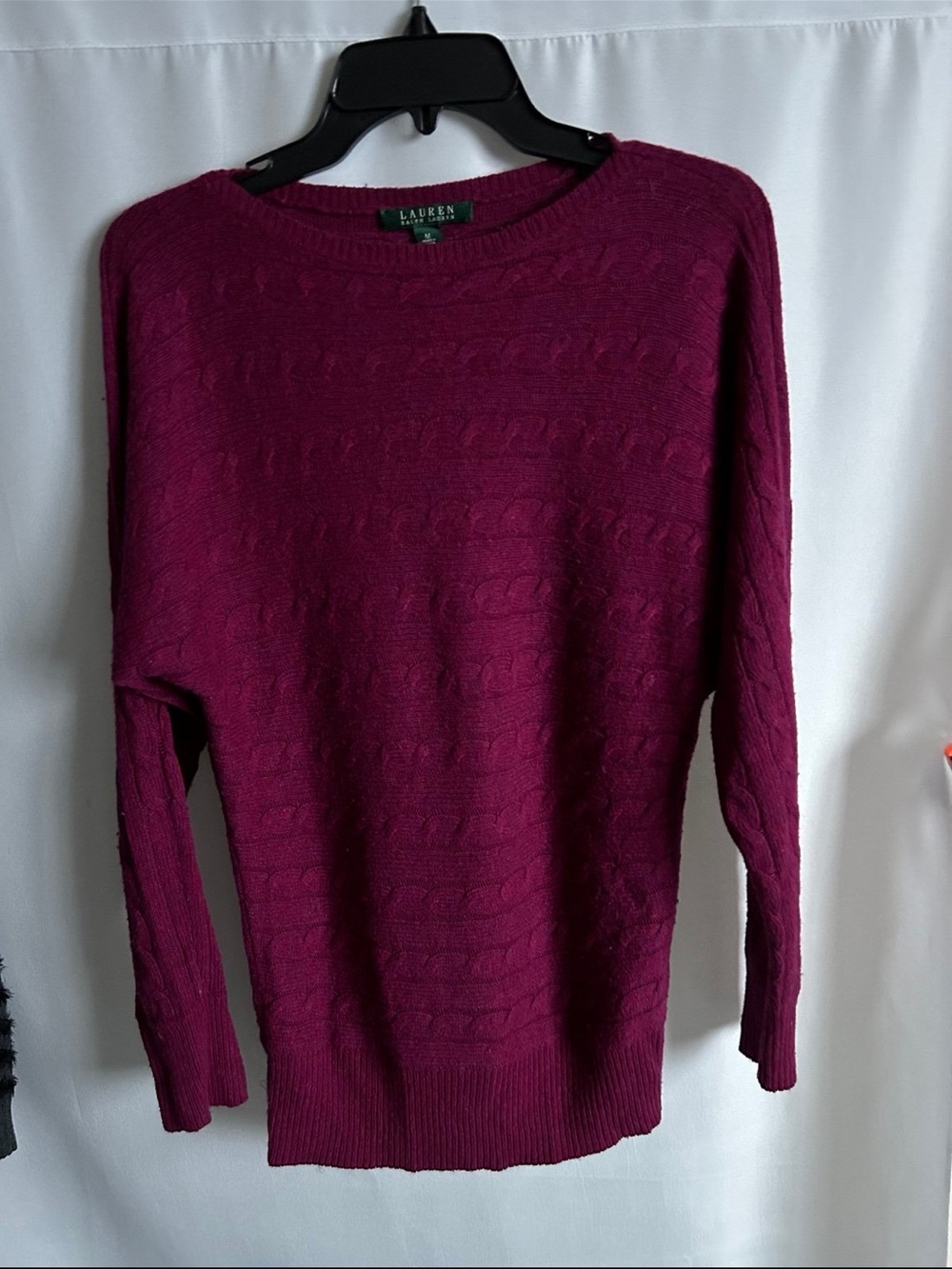 EUC Lauren Ralph Lauren Berry Cable Knit Sweater